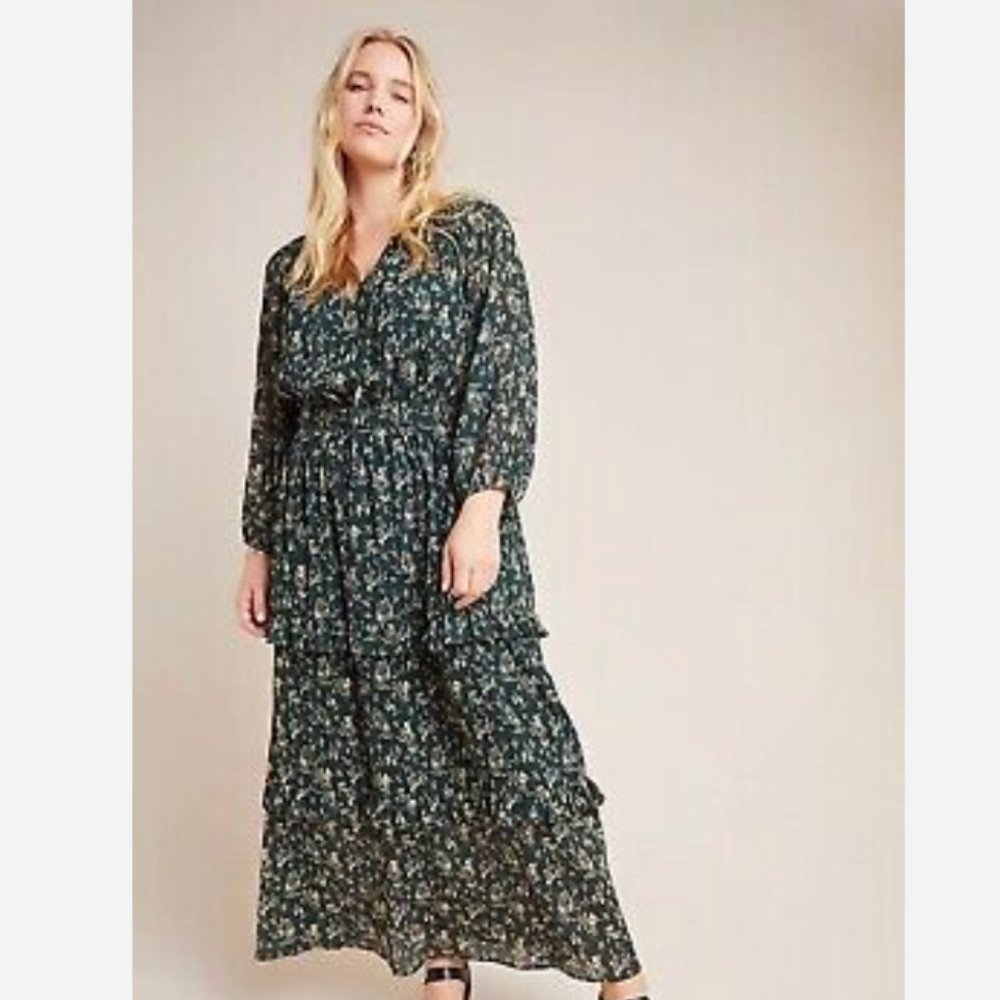 Anthropologie Gabrielle Tiered Maxi Dress // Skies Are Blue // Sz 2x 005